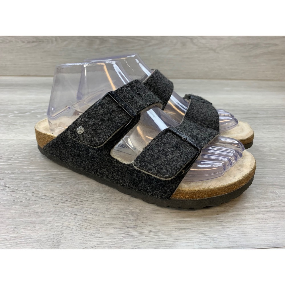 Birkenstock Arizona Shearling Wool Felt Sandals Charcoal Grey 6 Comfort Shoes